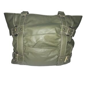 Leather shoulder handbag Olive Green
